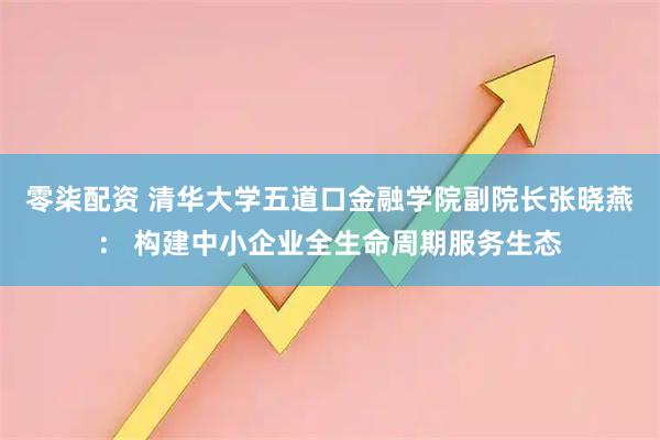 零柒配资 清华大学五道口金融学院副院长张晓燕： 构建中小企业全生命周期服务生态